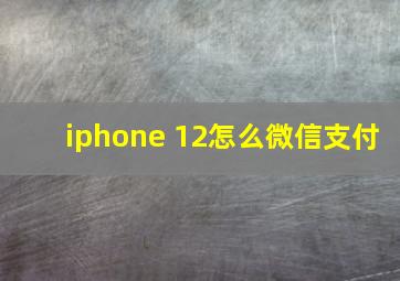 iphone 12怎么微信支付